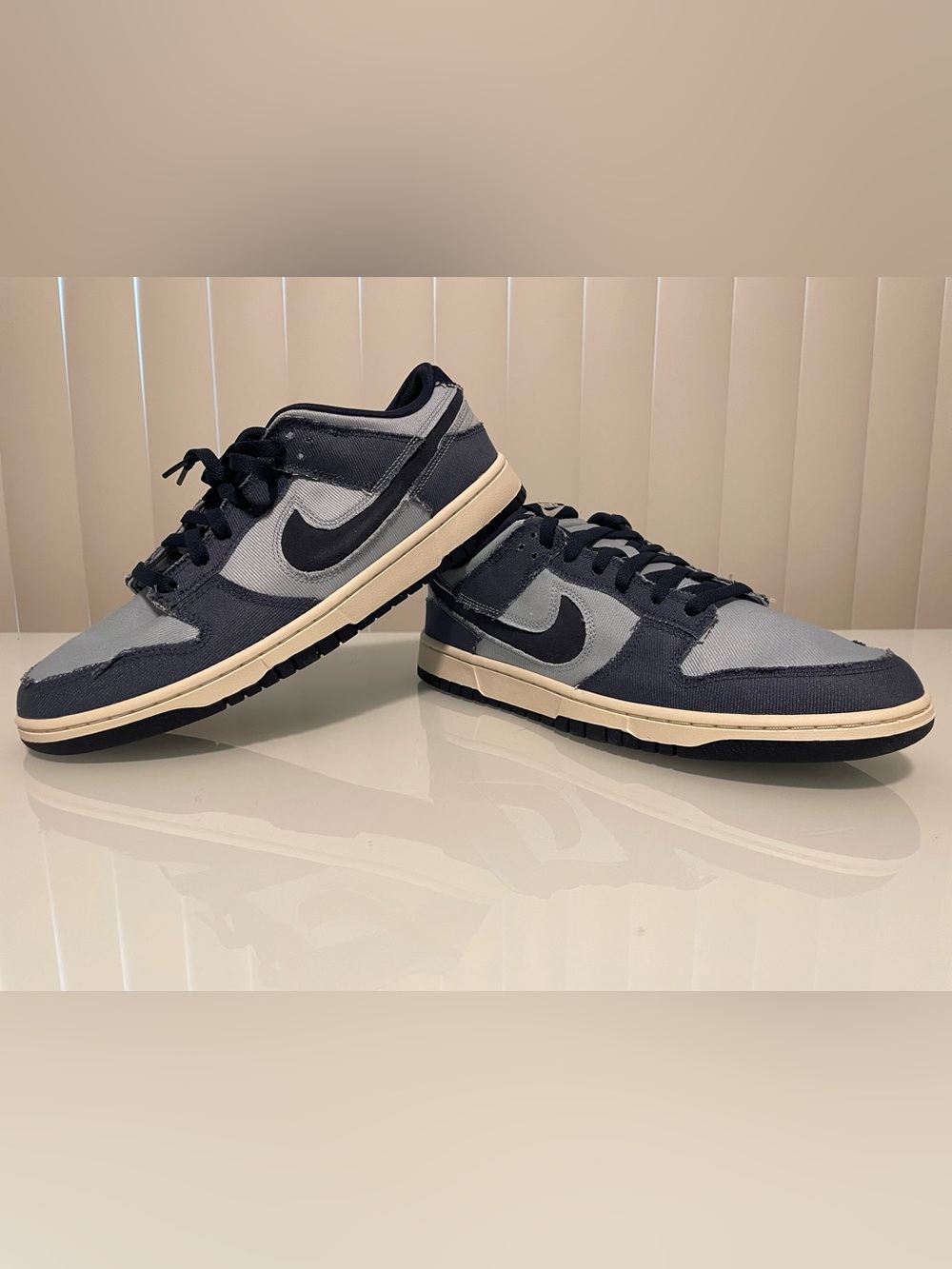 Nike Men’s Dunk Low Retro SE — Navy and Light Gray (Denim)